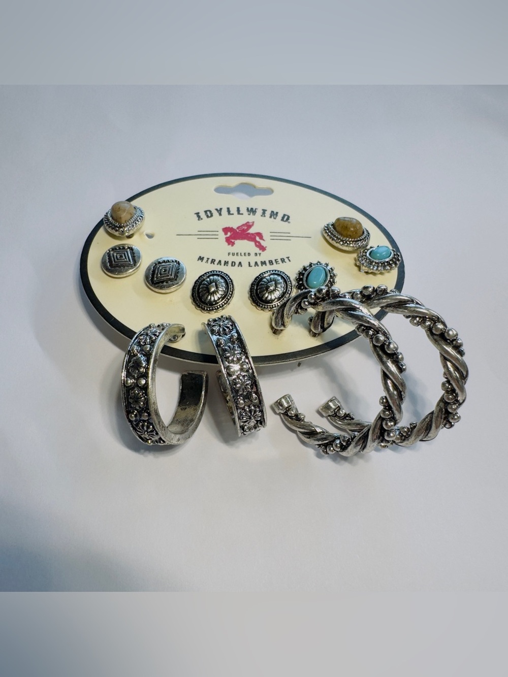 Idyllwind Silver-Tone Mixed Earring Set with Turquoise Accents
